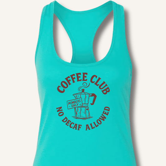 Tank Top Solid Tahiti Blue / XS Coffee Club Racerback Tank