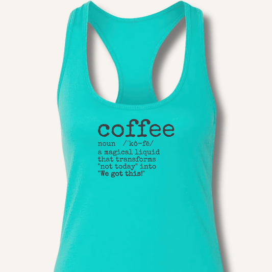Tank Top Solid Tahiti Blue / XS Coffee Definition Racerback Tank