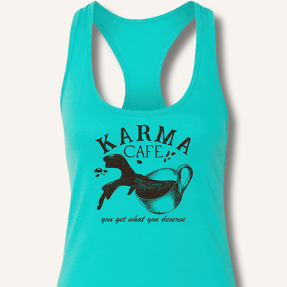 Tank Top Solid Tahiti Blue / XS Karma Cafe Racerback Tank