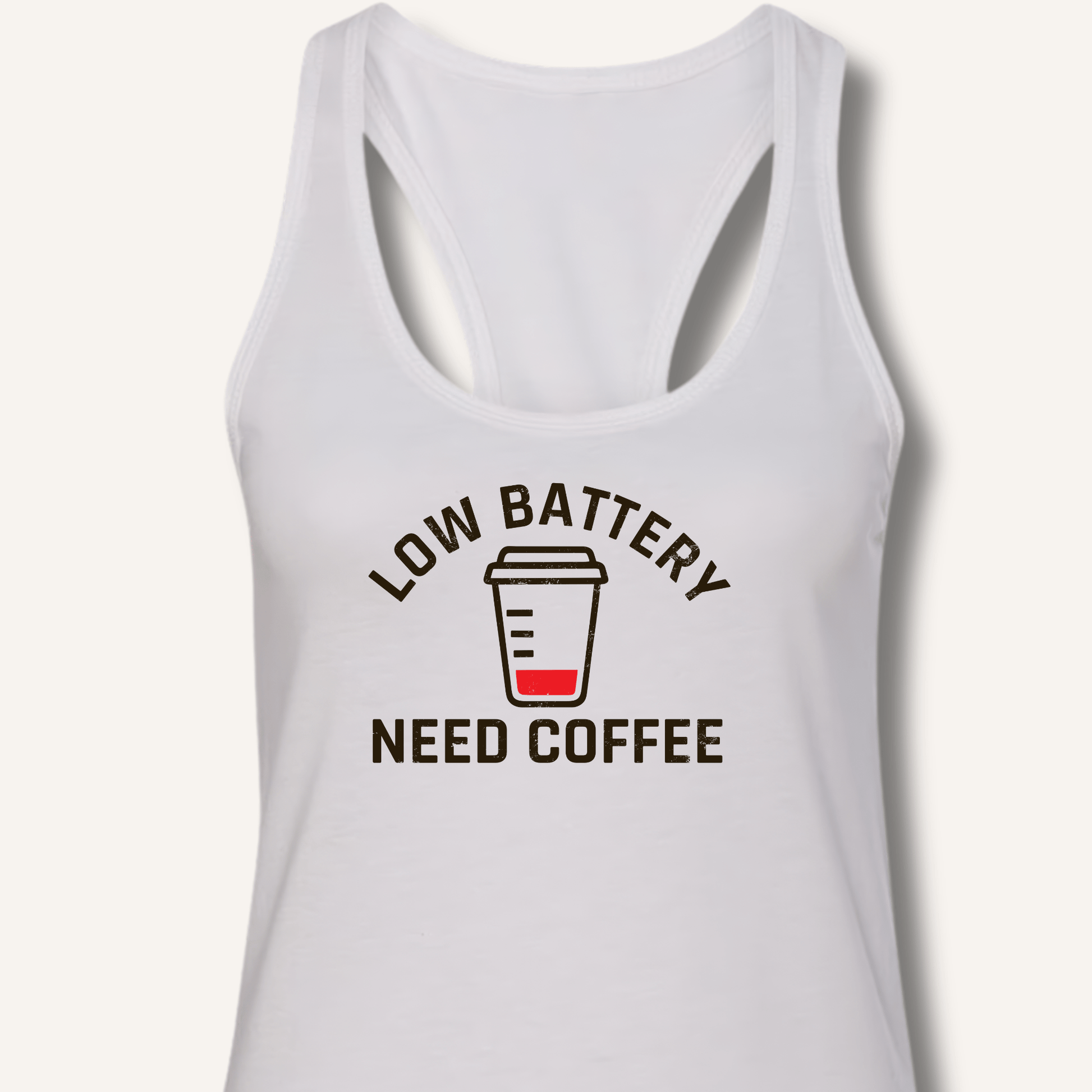Tank Top Solid White / XS Low Battery Racerback Tank