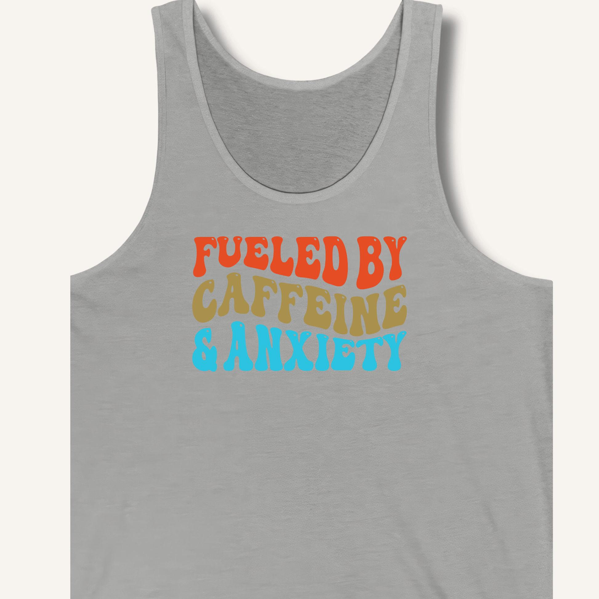 Tank Top XS / Athletic Heather Fueled By Caffeine & Anxiety Tank