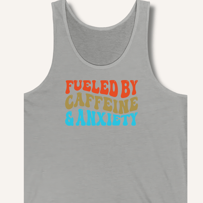 Tank Top XS / Athletic Heather Fueled By Caffeine & Anxiety Tank