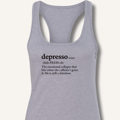 Tank Top XS / Heather Grey Depresso Definition Racerback Tank