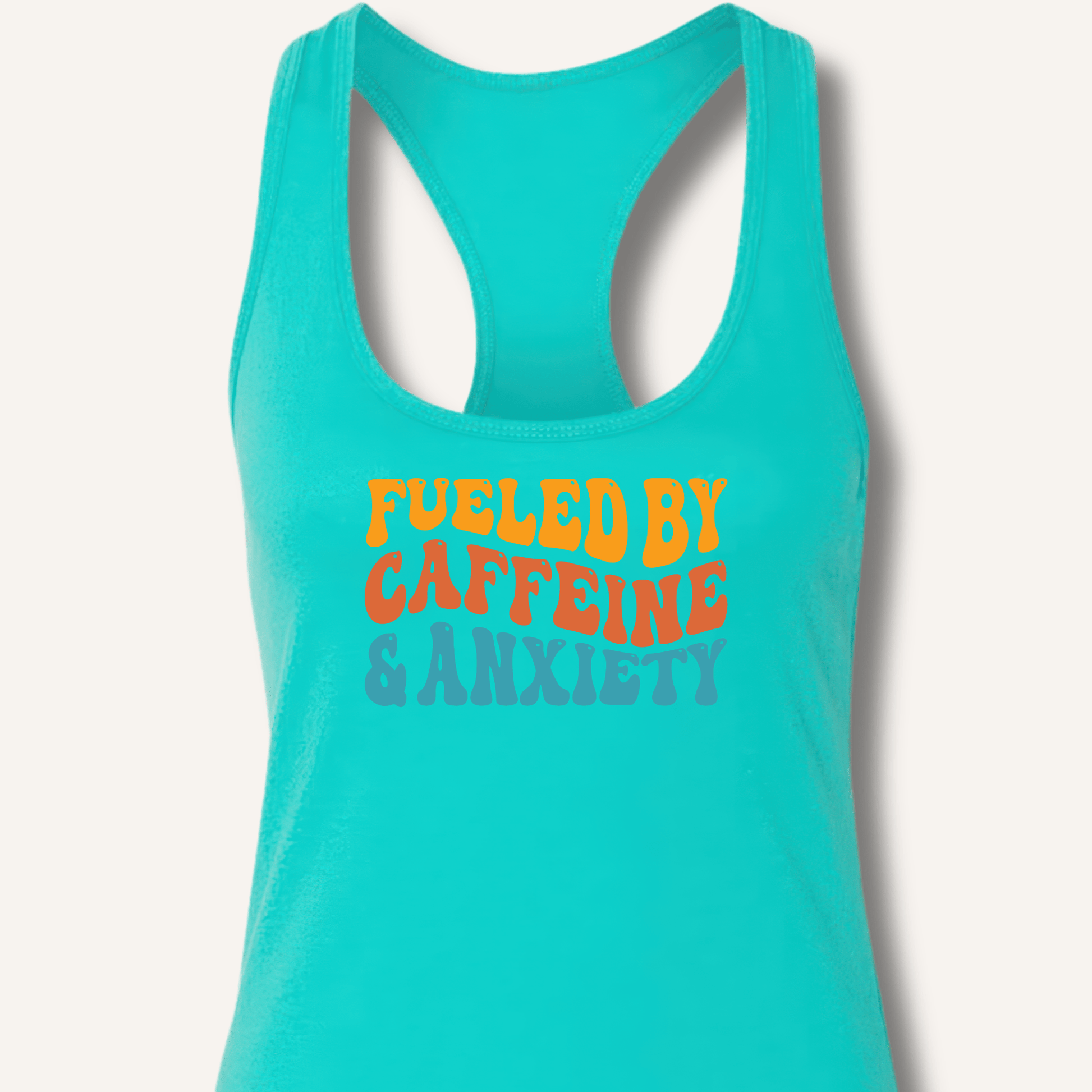 Tank Top XS / Heather Grey Fueled By Caffeine & Anxiety Racerback Tank