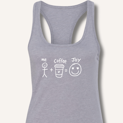 Tank Top XS / Heather Grey Me + Coffee = Joy Racerback Tank