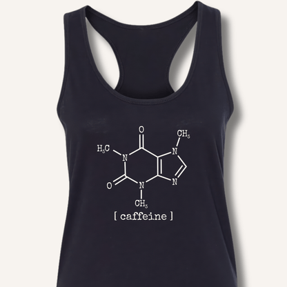Tank Top XS / Solid Black Caffeine Molecule Racerback Tank
