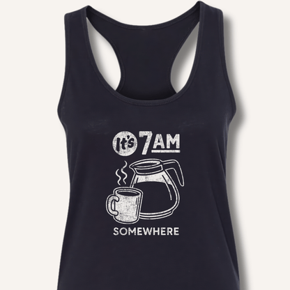 Tank Top XS / Solid Black It's 7AM Somewhere Racerback Tank