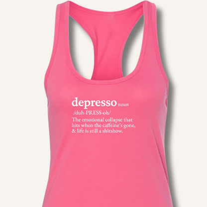 Tank Top XS / Solid Hot Pink Depresso Definition Racerback Tank