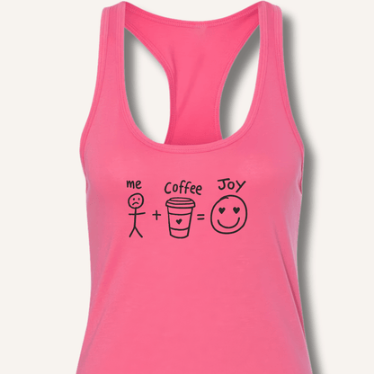 Tank Top XS / Solid Hot Pink Me + Coffee = Joy Racerback Tank