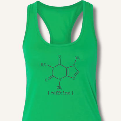 Tank Top XS / Solid Kelly Green Caffeine Molecule Racerback Tank