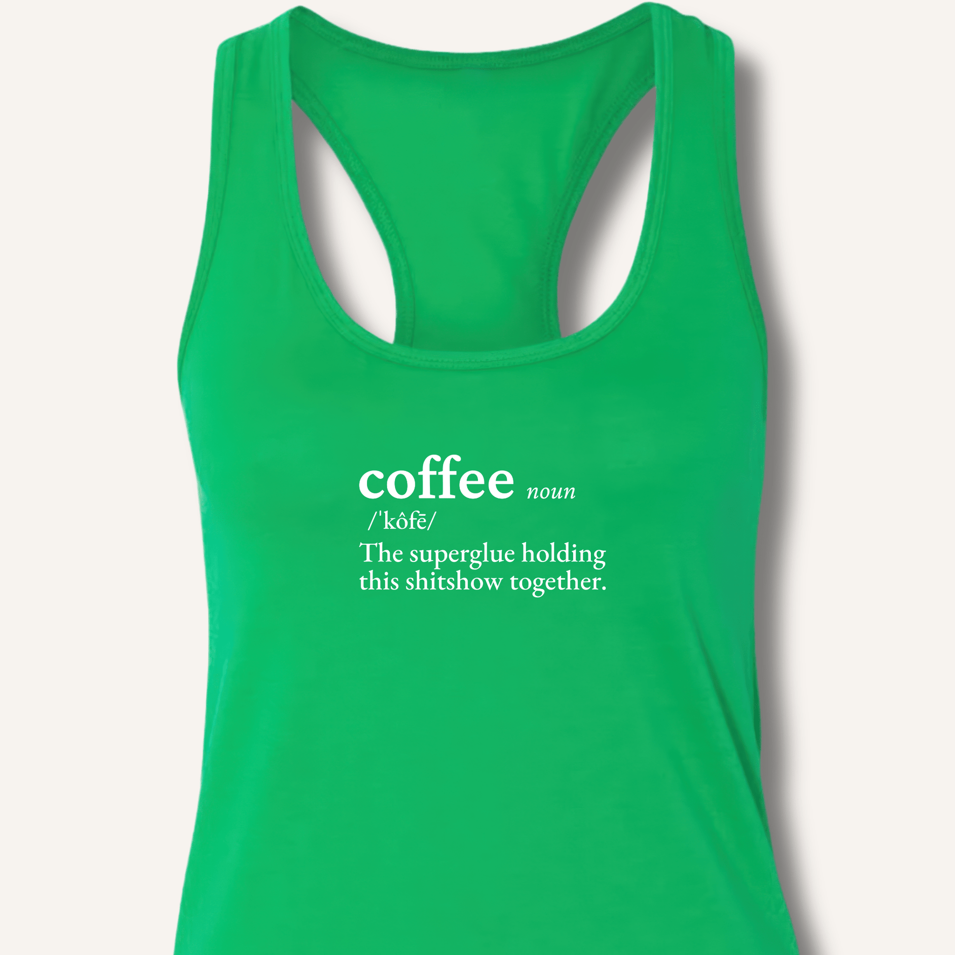 Tank Top XS / Solid Kelly Green Coffee Definition Racerback Tank