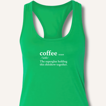 Tank Top XS / Solid Kelly Green Coffee Definition Racerback Tank