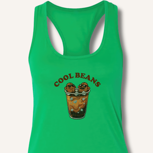 Tank Top XS / Solid Kelly Green Cool Beans Racerback Tank