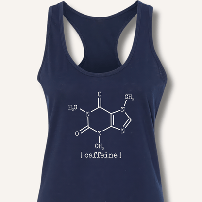 Tank Top XS / Solid Midnight Navy Caffeine Molecule Racerback Tank