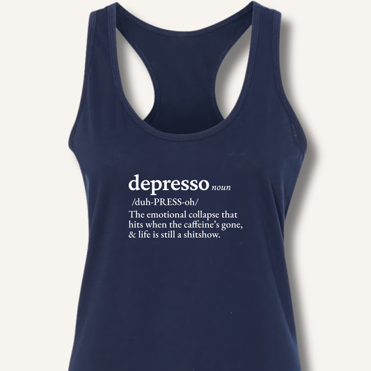 Tank Top XS / Solid Midnight Navy Depresso Definition Racerback Tank