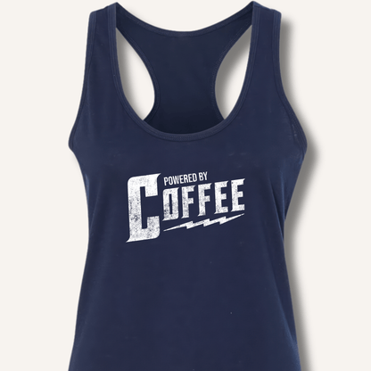 Tank Top XS / Solid Midnight Navy Powered By Coffee Racerback Tank