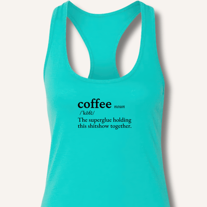 Tank Top XS / Solid Tahiti Blue Coffee Definition Racerback Tank