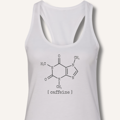 Tank Top XS / Solid White Caffeine Molecule Racerback Tank