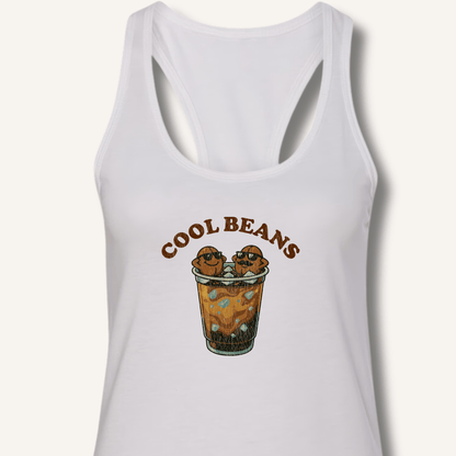 Tank Top XS / Solid White Cool Beans Racerback Tank