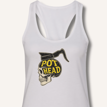 Tank Top XS / Solid White Pot Head Racerback Tank