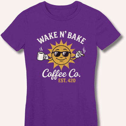 Wake N' Bake Coffee Co. Fitted T-Shirt - Sip & Shirt