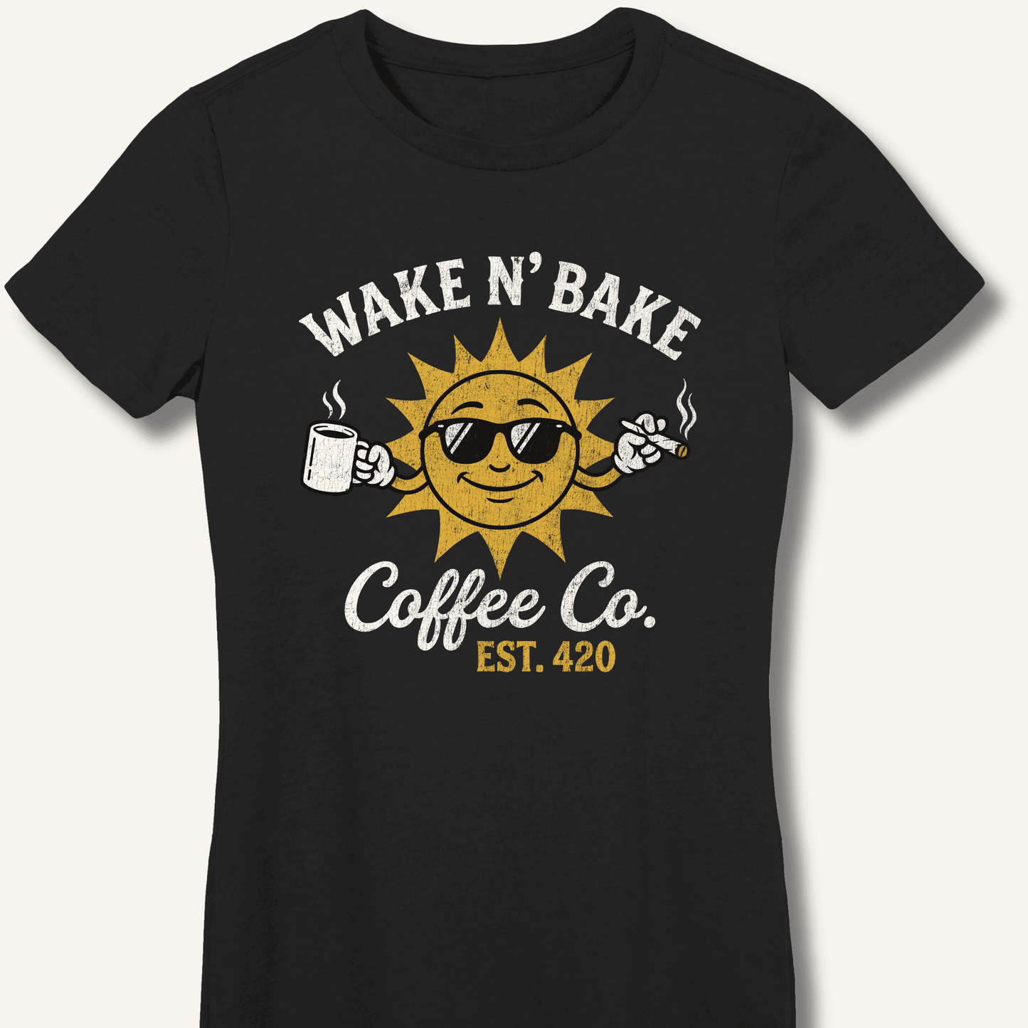Wake N' Bake Coffee Co. Fitted T-Shirt - Sip & Shirt