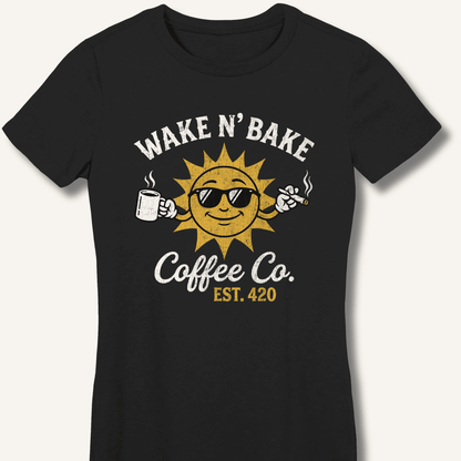 Wake N' Bake Coffee Co. Fitted T-Shirt - Sip & Shirt