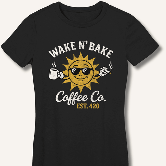 Wake N' Bake Coffee Co. Fitted T-Shirt - Sip & Shirt