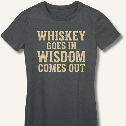 Whiskey Goes In Wisdom Comes Out Fitted T-Shirt - Sip & Shirt