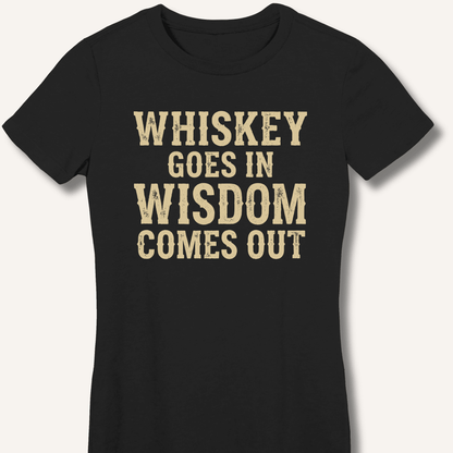 Whiskey Goes In Wisdom Comes Out Fitted T-Shirt - Sip & Shirt