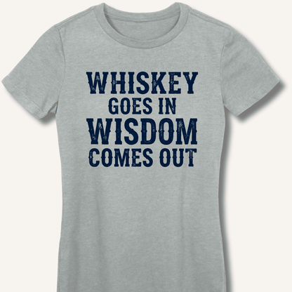 Whiskey Goes In Wisdom Comes Out Fitted T-Shirt - Sip & Shirt