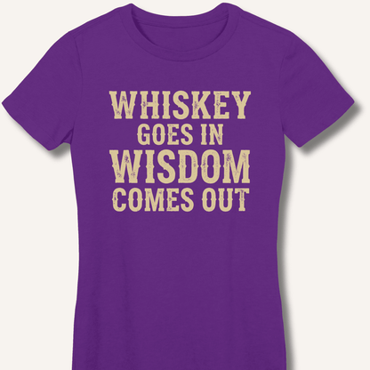 Whiskey Goes In Wisdom Comes Out Fitted T-Shirt - Sip & Shirt