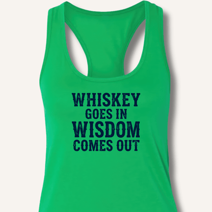 Whiskey Goes In Wisdom Comes Out Racerback Tank - Sip & Shirt